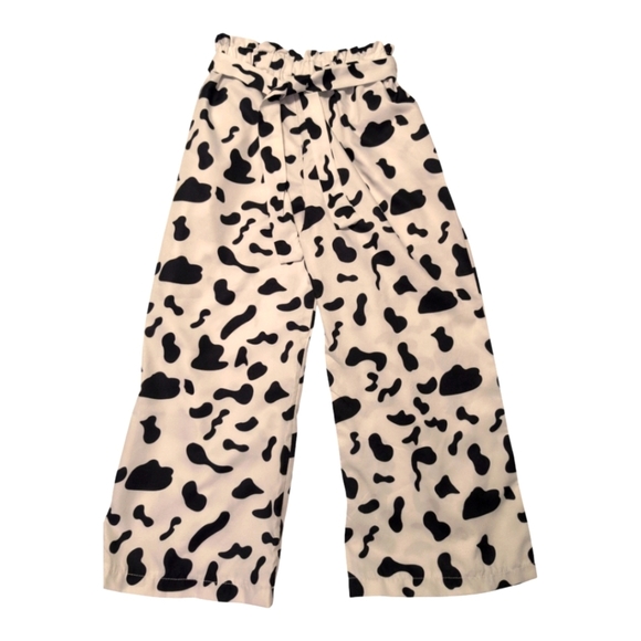 Stylish Cow Print Black and White Wide Leg Pants size 5/6 - Picture 3 of 4